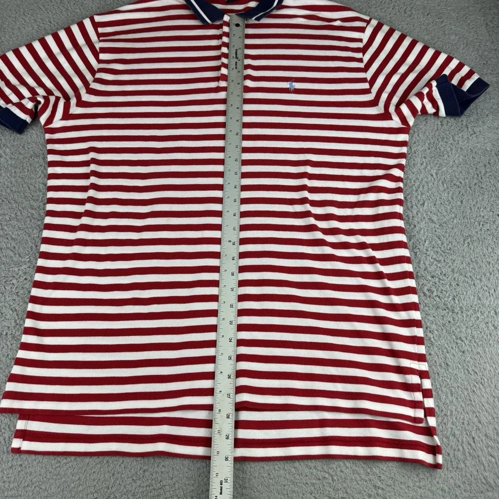 Polo Ralph‎ Lauren Men's Xl Stripe Red White Polo Shirt Embroidered Pony Vtg